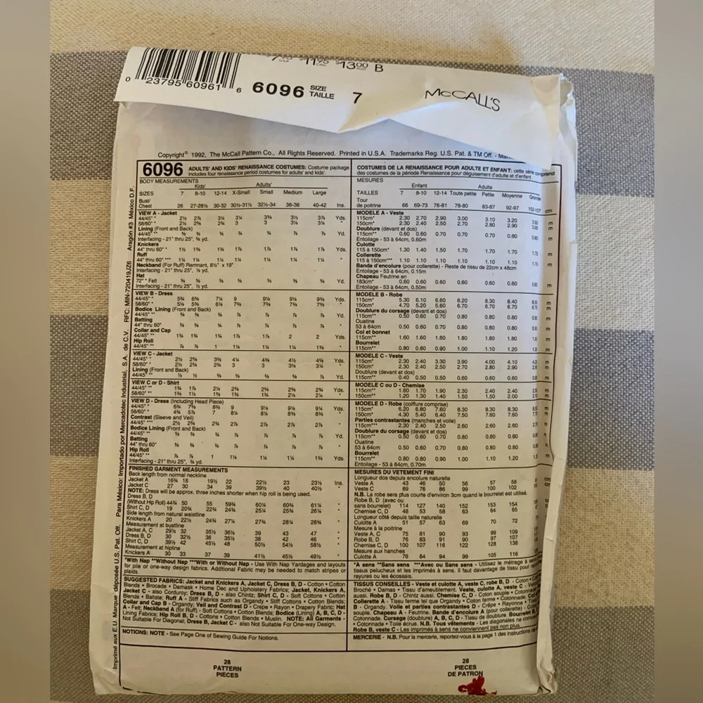 1990s Mc Calls Costume Sewing Pattern-Medieval Magic